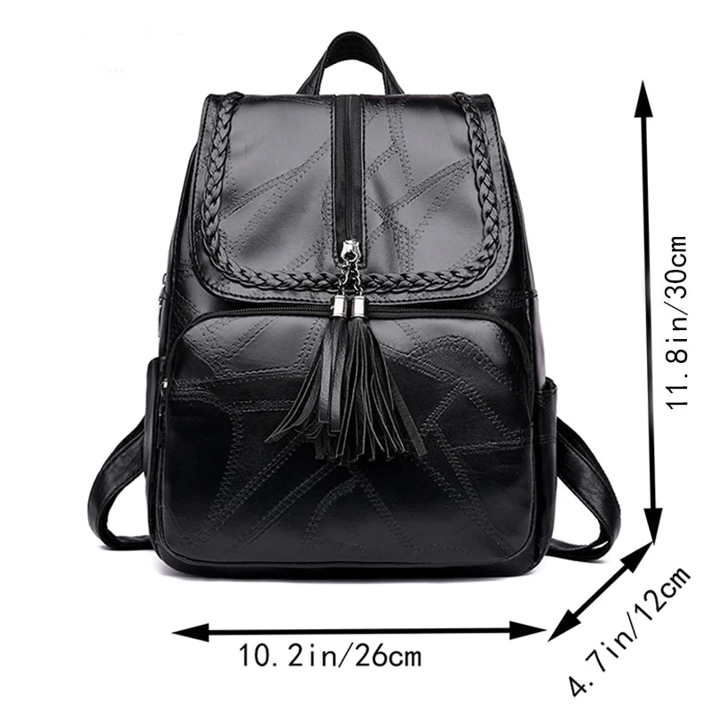 Oxford Cloth Double-Shoulder Bag Nylon Travel Women's Backpack Casual Fashionable Canvas Backpack [Random Zip Direction]