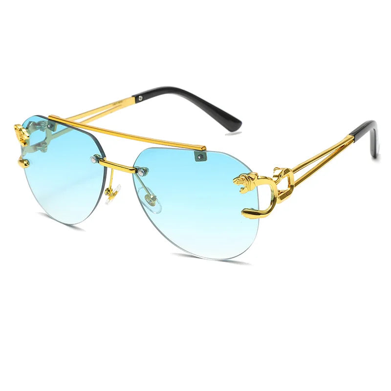 New Rimless Sunglasses Pilot Fashion Metal Frame Women Men Large Round Sun Glasses for Female Male Gradient Traveling Oculos