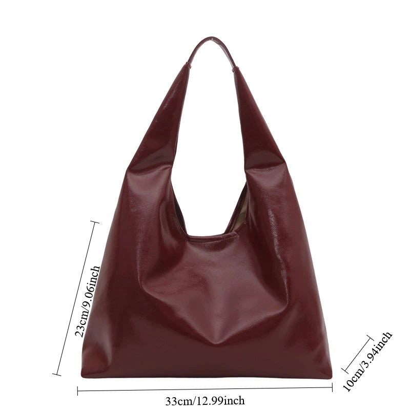 Large Capacity PU Leather Hobo Retro Red Bags Autumn Winter Shoulder Bag for Women 2025 New Trend Y2K Handbags and Purses Tote