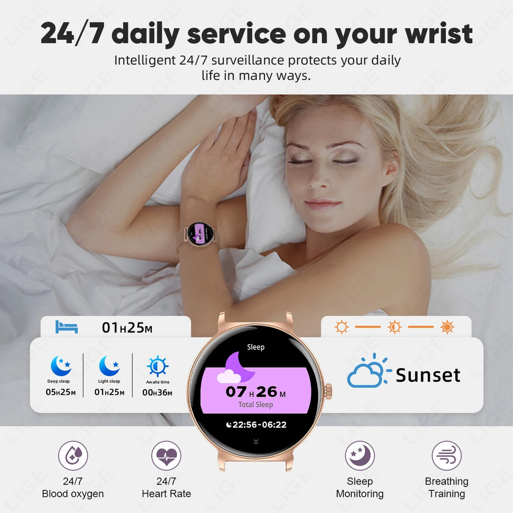 New 1.27" Full Touch Screen Ladies Smartwatch Ultra Thin 8mm Bluetooth Call Smart Watch Women Heart Rate Monitor For Android iOS