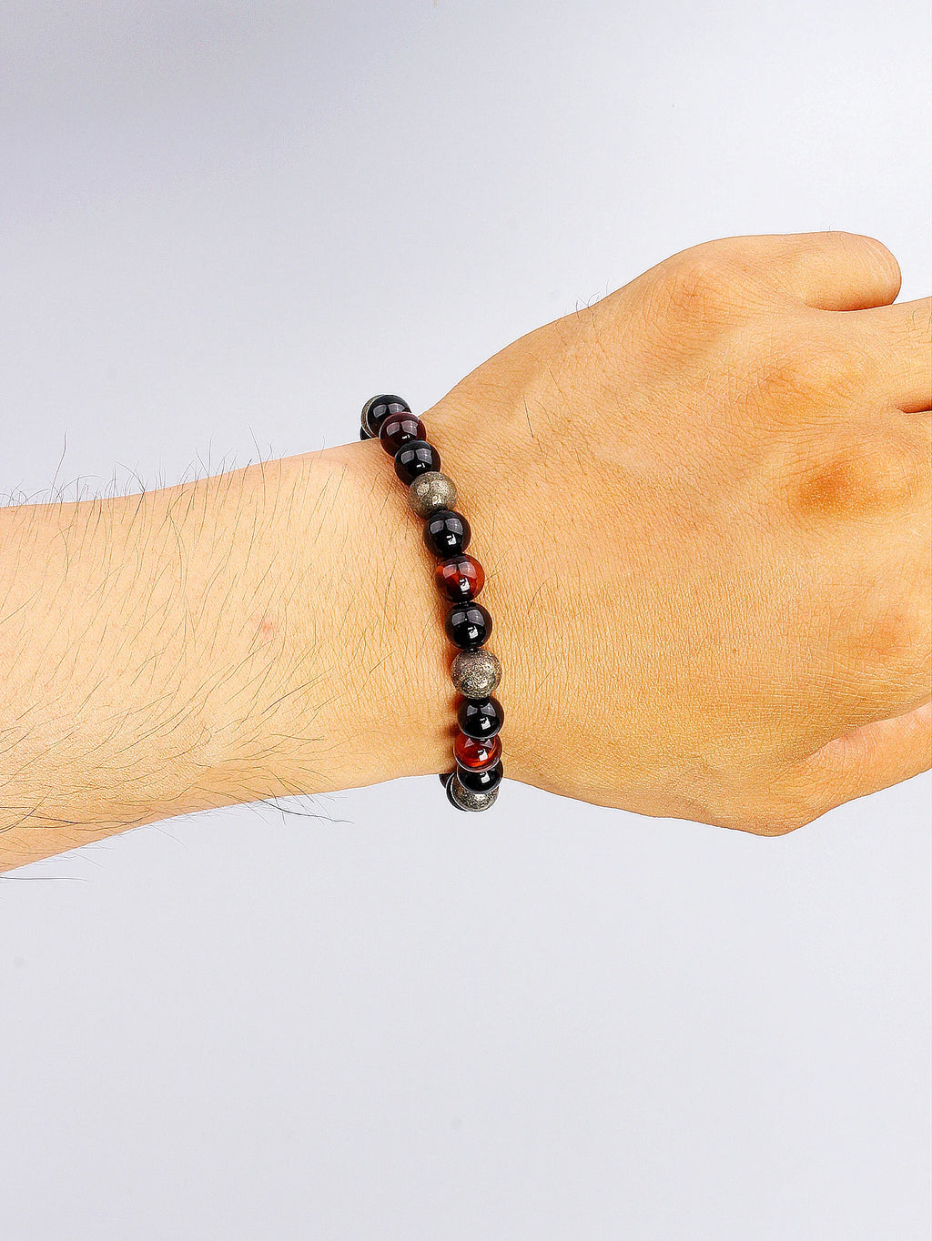 Triple Power Beaded Bracelet Tiger's Eye for Courage Obsidian Grounding & Pyrite for Wealth Natural Stones Healthy Care Jewelry