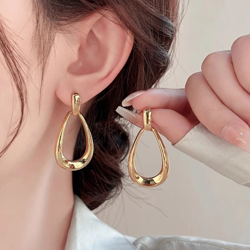 Fashion Stainless Steel Droplet Earrings for Women Vintage Exaggerated Geometric Dangle Drop Earring Party Wedding Jewelry Gifts