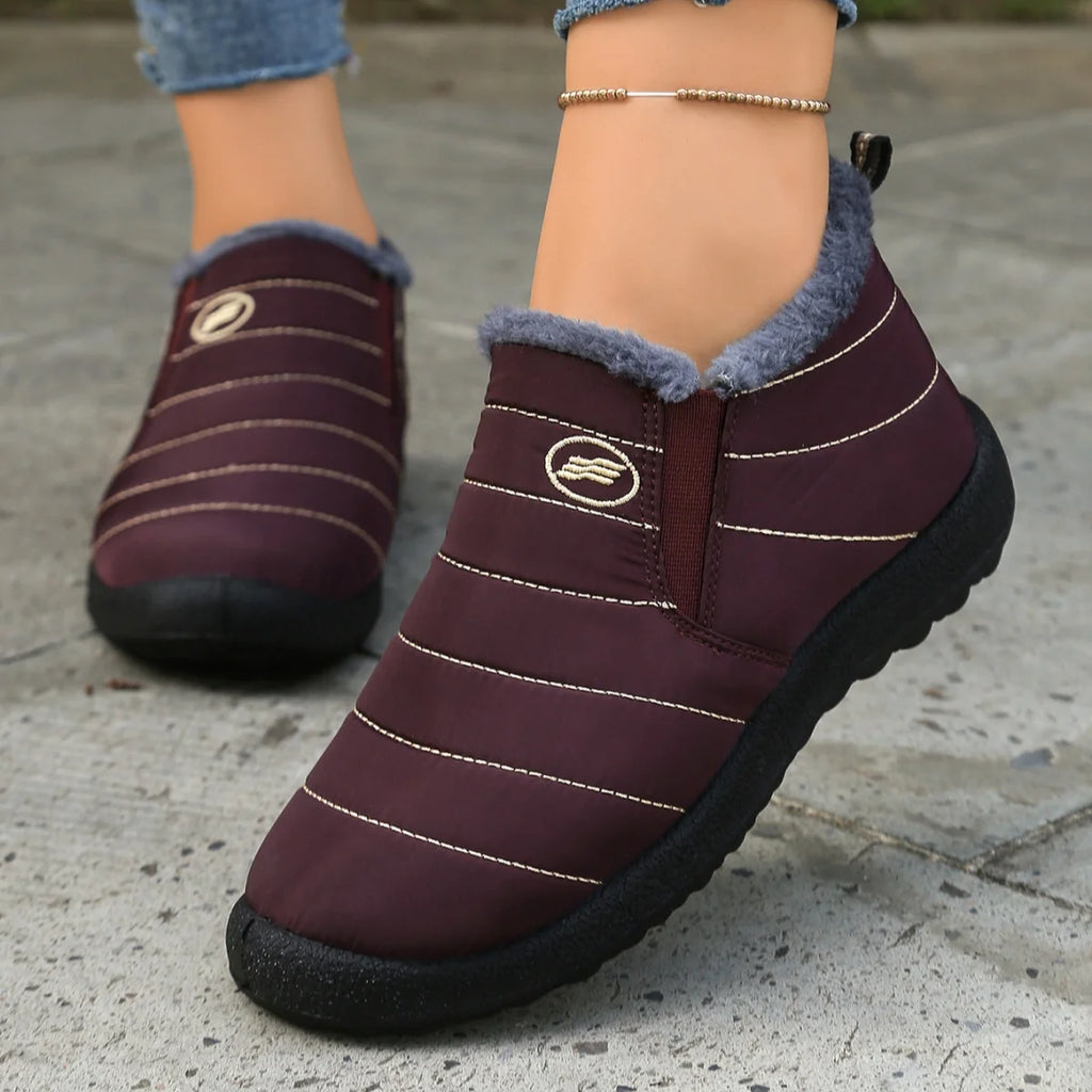 Women's boots Winter Boot with Comfortable Warm Fur Lined Ankle Booties Outdoor Slip On Waterproof Short Boots