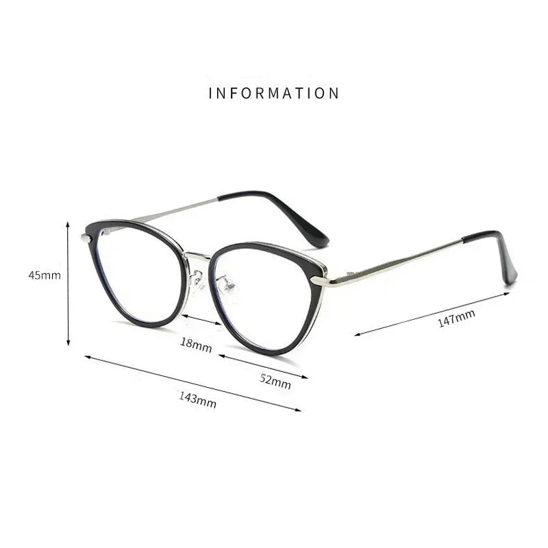 New Cat Eye Photochromic Myopia Glasses Women Men Fashion Anti-Blue Light Glasses Vintage Large Eyewear Unisex Diopter 0 to -4.0