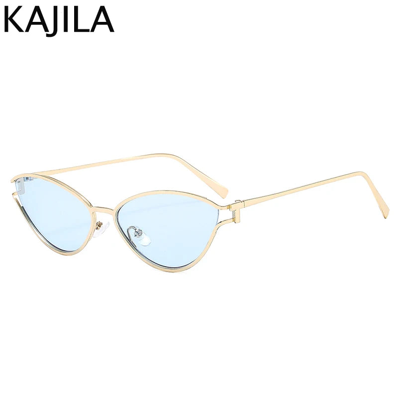Sexy Cat Eye Sunglasses Women 2025 Luxury Brand Vintage Small Oval Punk Metal Frame Sun Glasses For Ladies Retro Eyewear Shades