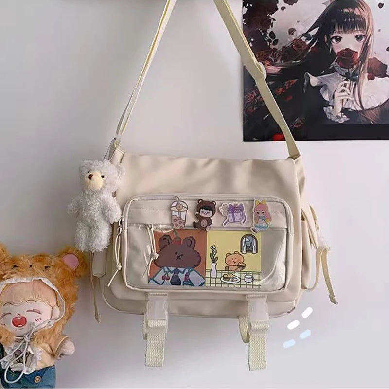 Japanese Style Kawaii Itabag for Dolls Large Handbags New Nylon School Bags for Teenage Girls Tote Shoulder Bag JK Crossbody Bag