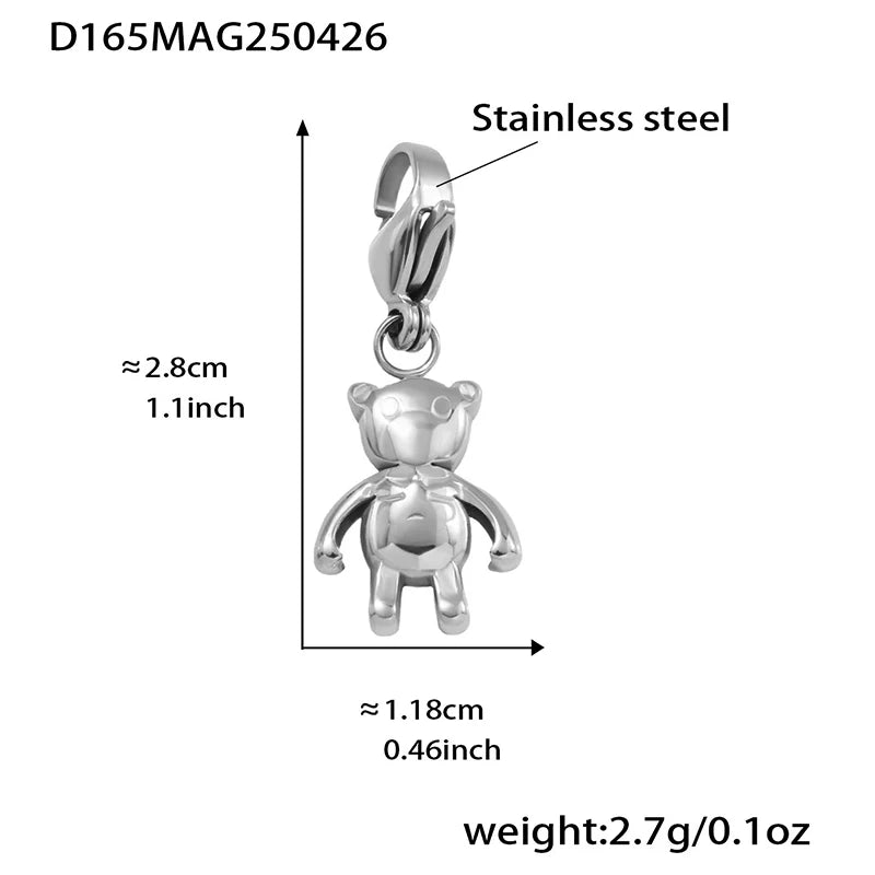 Nivora Stainless Steel Little Bear Heart Zircon Elephant Drop Pendant Bangles For Women Wrist Wedding Fashion Bracelets Jewelry