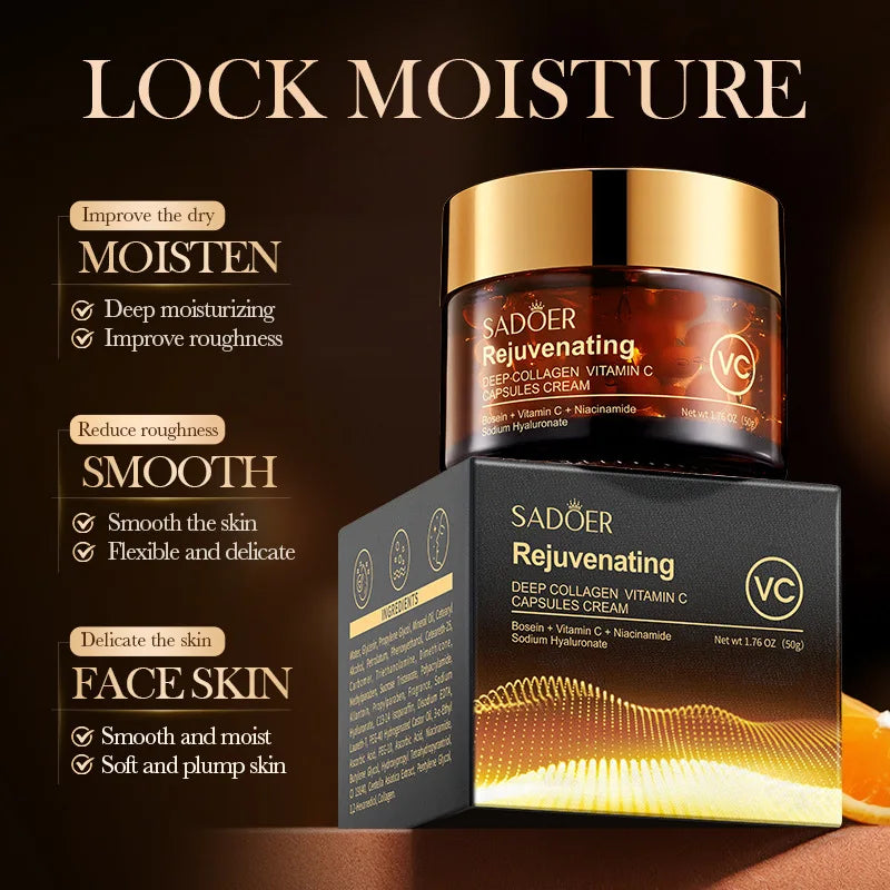 Vitamin C Capsule Cream Collagen Remove Wrinkle Cream Anti-Aging Firming Lifting Fade Fine Lines Moisturizing Brighten Skin Care