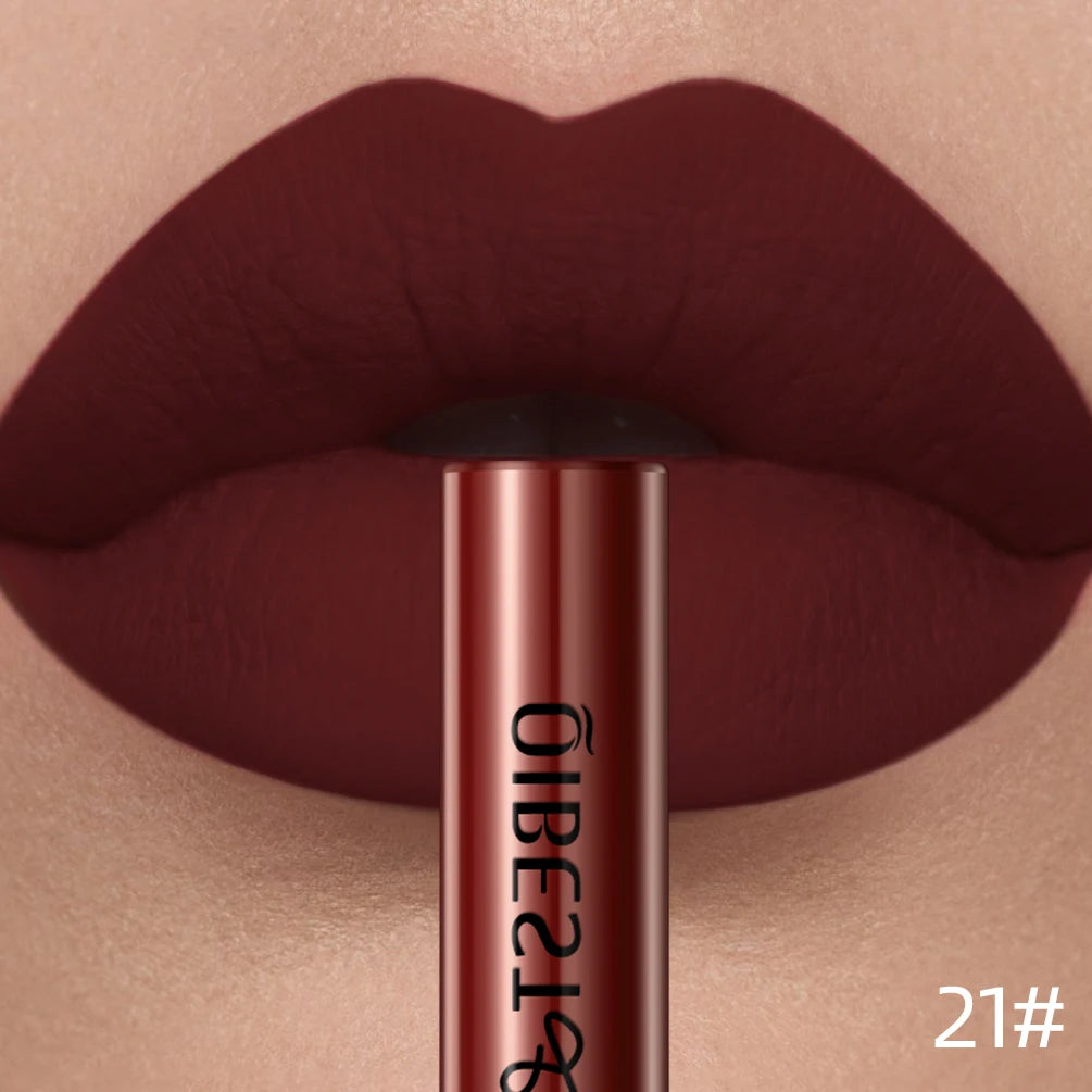 QIBEST Matte Liquid Lipstick Waterproof Long Lasting Velvet Lip Gloss Tint Tube Matte Nude Pigment Red Lipgloss Lips Makeup