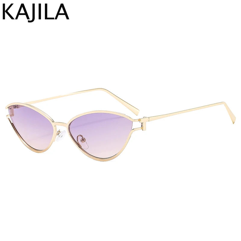 Sexy Cat Eye Sunglasses Women 2025 Luxury Brand Vintage Small Oval Punk Metal Frame Sun Glasses For Ladies Retro Eyewear Shades