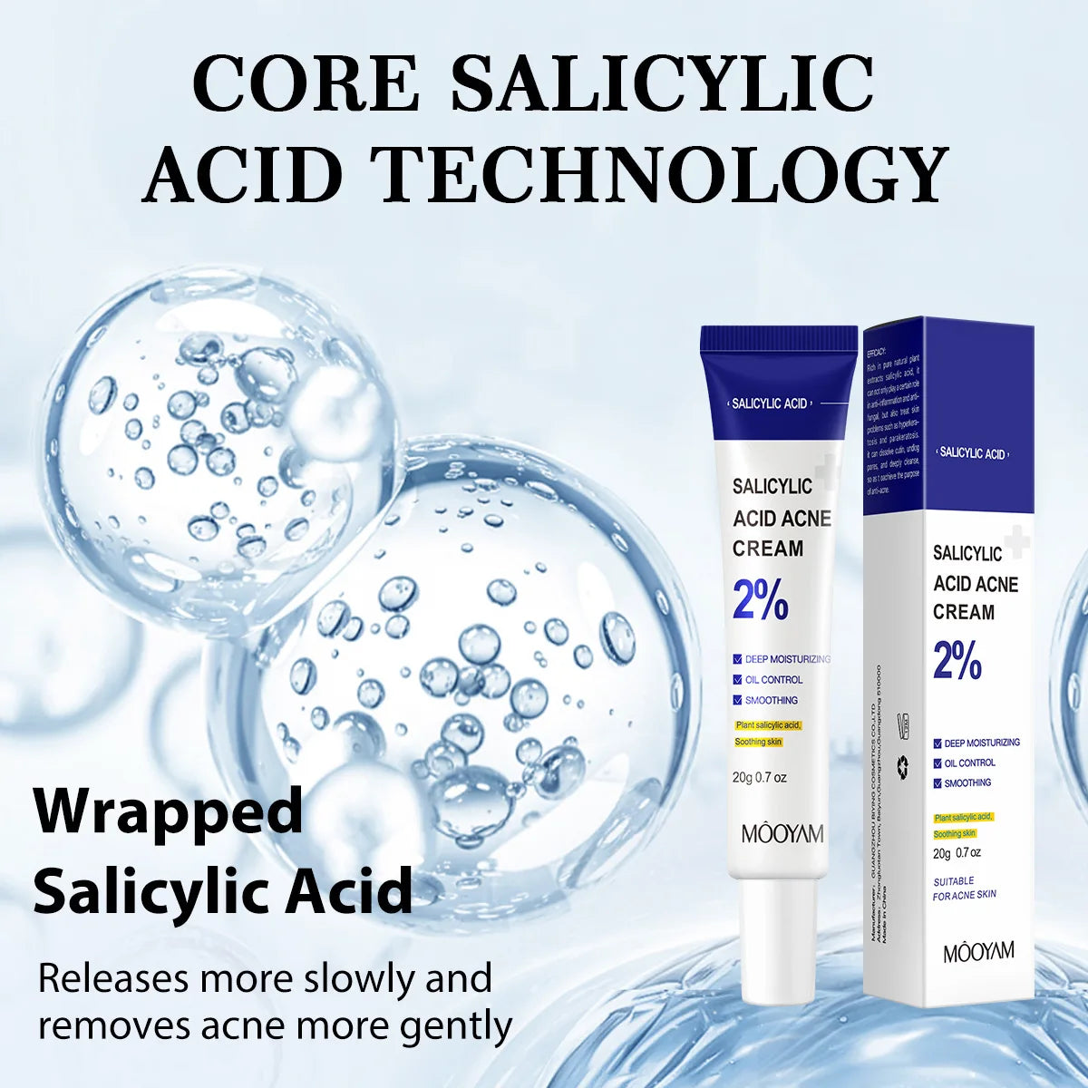 Salicylic Acid Acne Treatment Cream, Gentle Moisturizing Cream