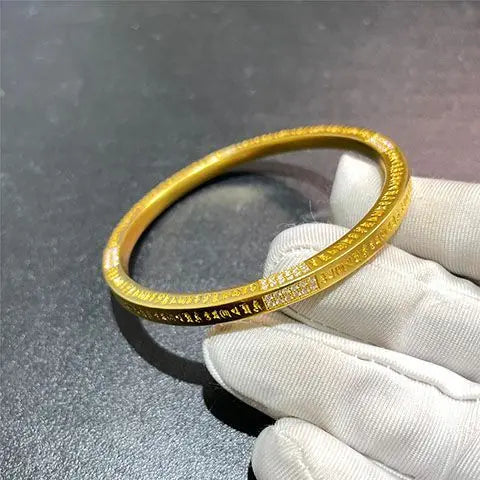 24K real gold moissanite mantra bracelet inlaid with Sanskrit chopsticks au9999 gold bracelet ancient method light luxury gi