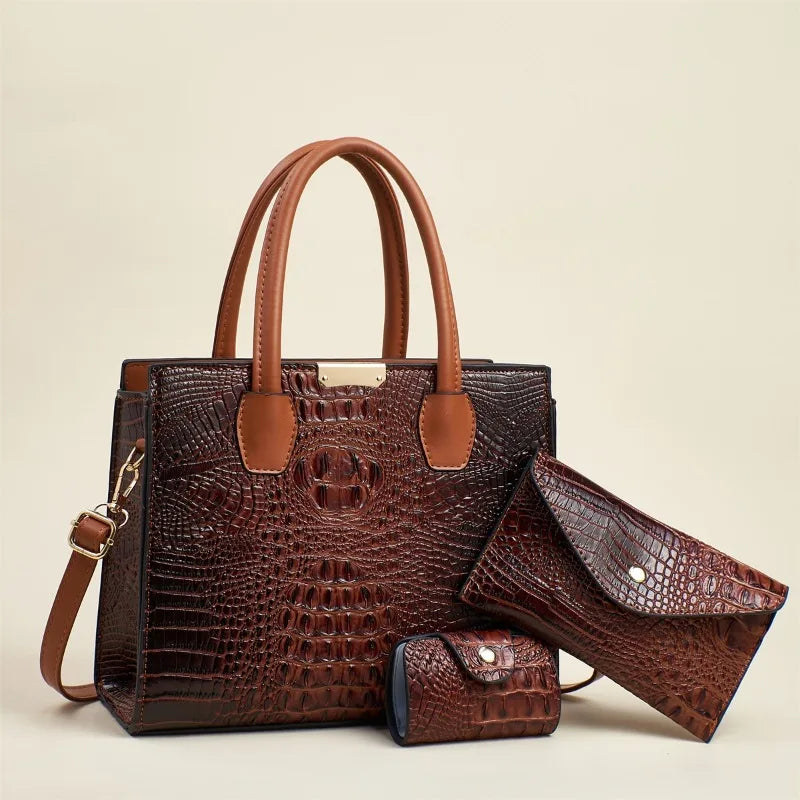 New Fashion Large Capacity Crocodile Pattern Set Handbag Trendy Women's Crossbody Bag Quality Single Crossbody Shoulder Bag