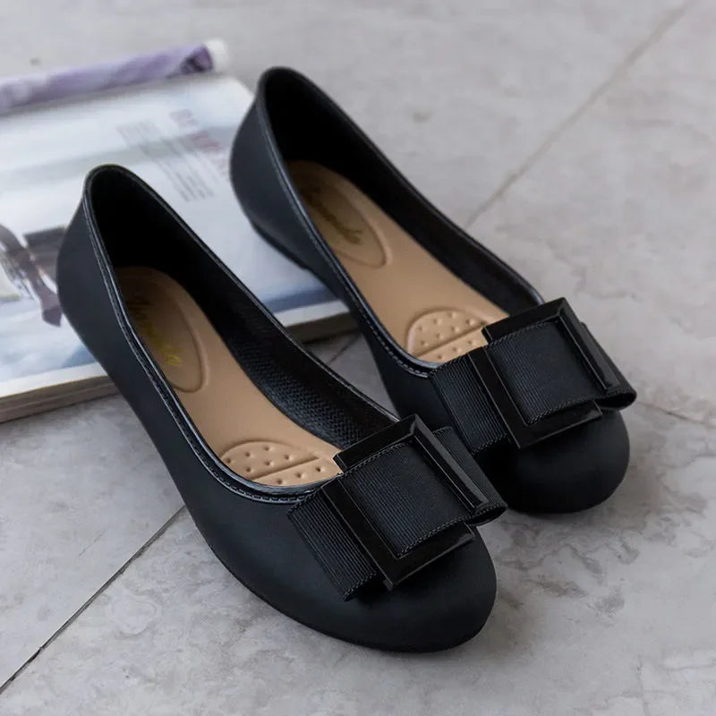 Women Fashion Light Weight Bow Tie Beach Rubber Flat Shoes Lady Casual Street & Home Comfort Slip on Loafers Zapatos Mujer A88
