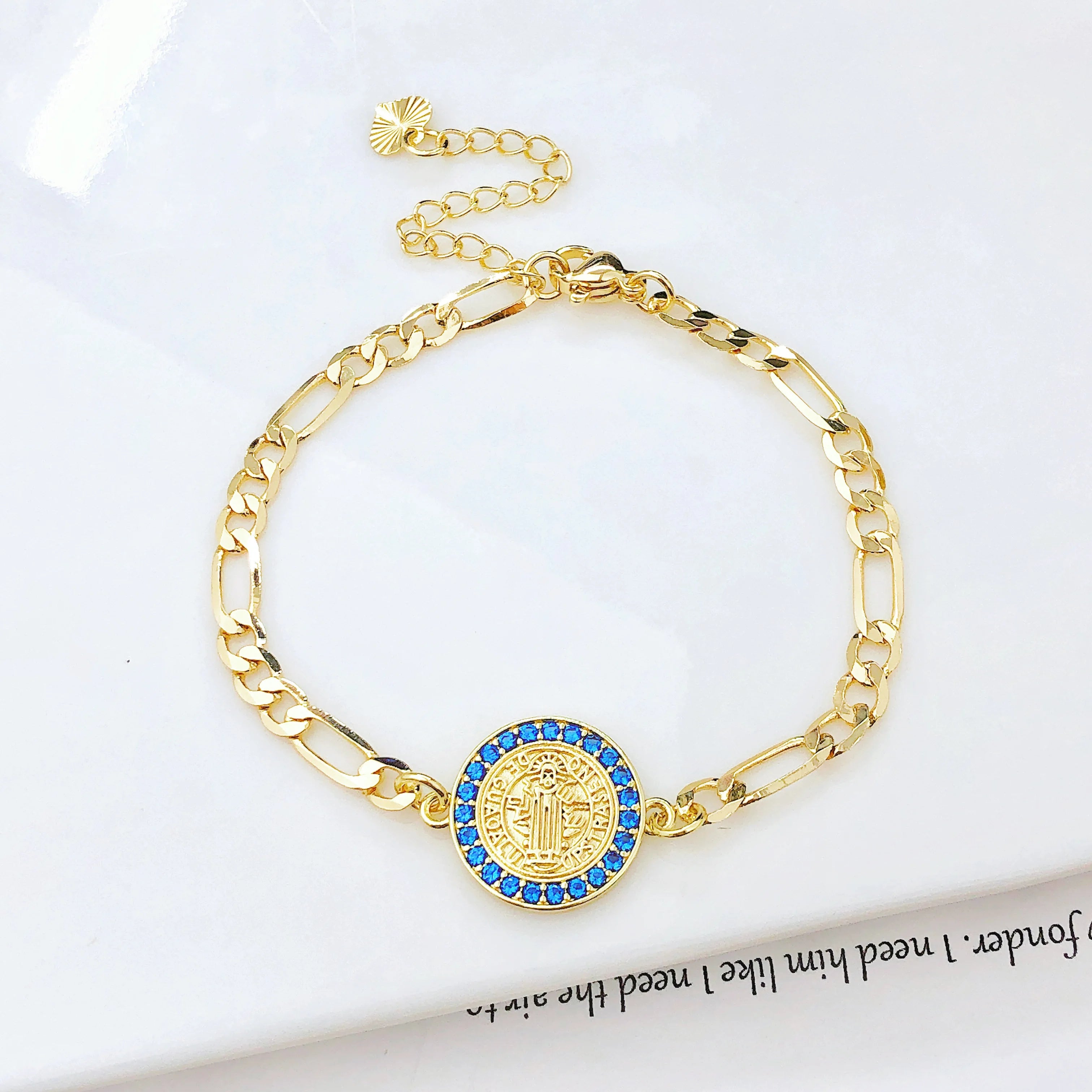 Fashion Men Women Religious Figure Adjustable Bracelet High-Quality Party Gold-Plated Zircon Jewelry for Daily Wear