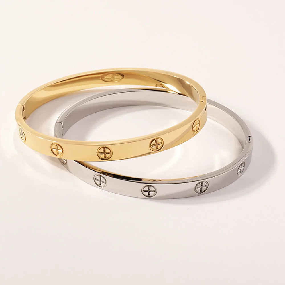 Waterproof Stainless Steel Cross Bangle for Women New Trend Couple Bracelet Luxury Jewelry Accessories Wedding Party Gift