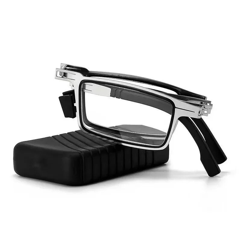 Metal Folding Reading Glasses with Case Men Women Portable Presbyopia Eyewear Round Square Blue Light Blocking Computer Glasses