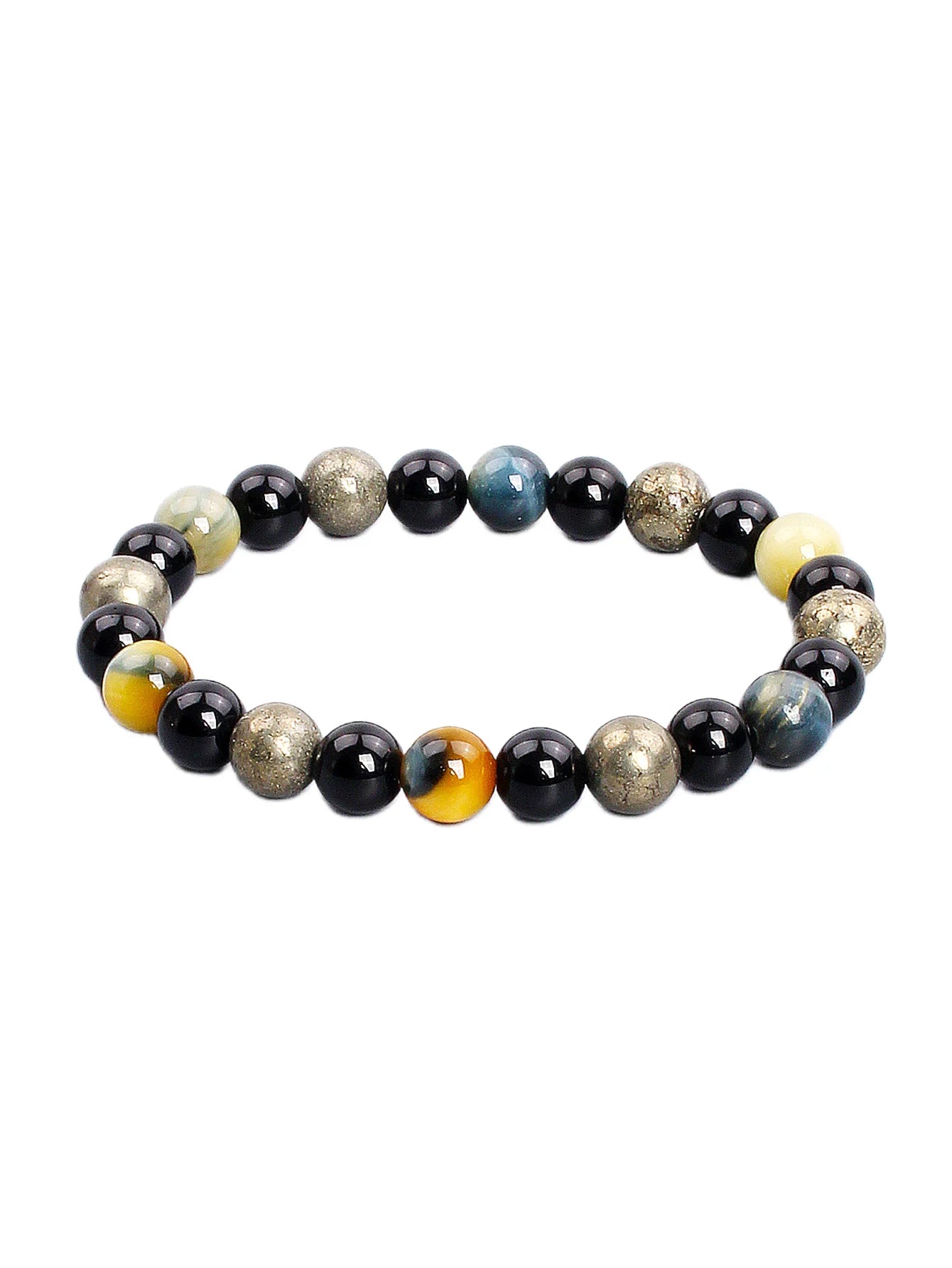 Triple Power Beaded Bracelet Tiger's Eye for Courage Obsidian Grounding & Pyrite for Wealth Natural Stones Healthy Care Jewelry