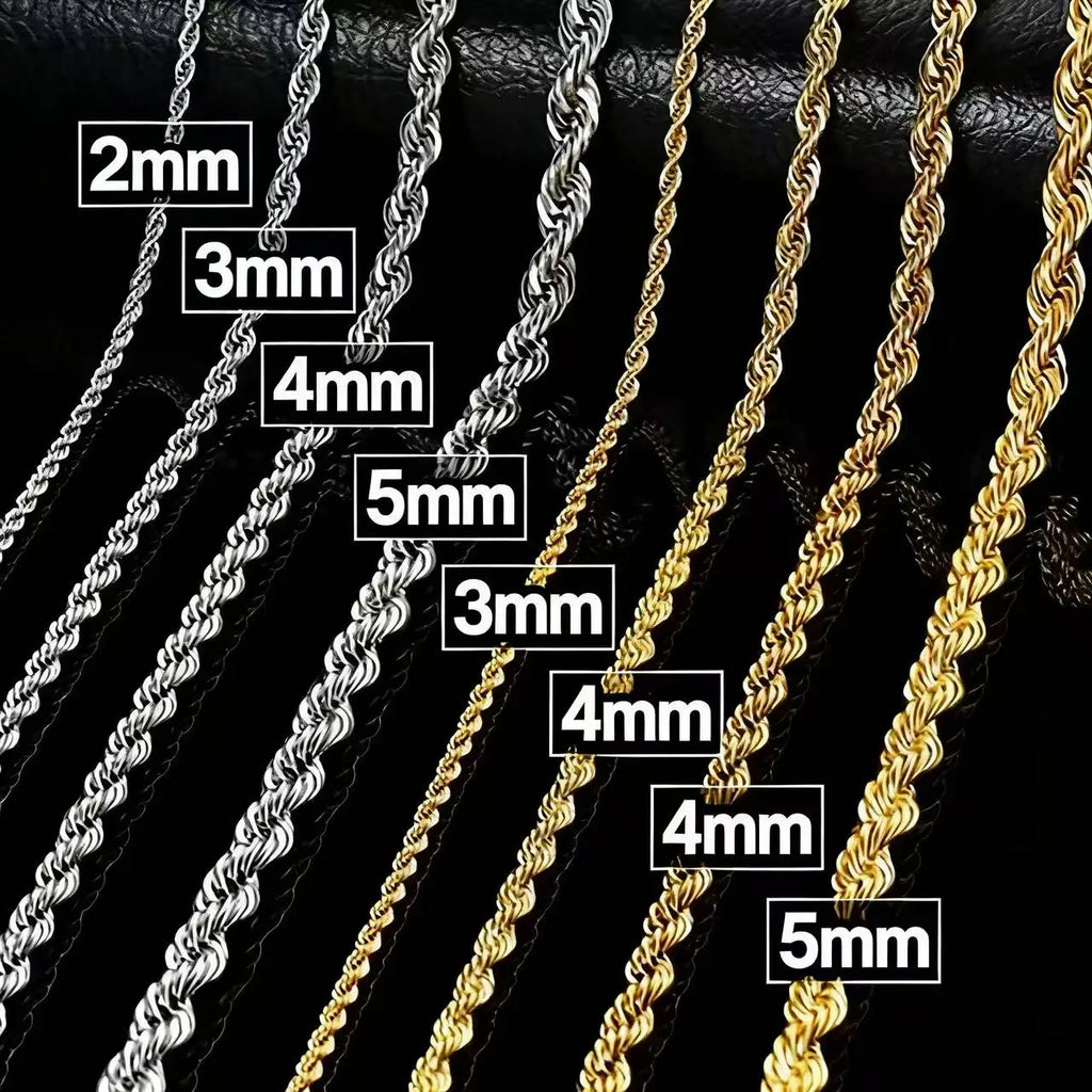 YQ 316L Stainless Steel Twisted Rope Chain Necklace For Men Women Jewelry Accessories