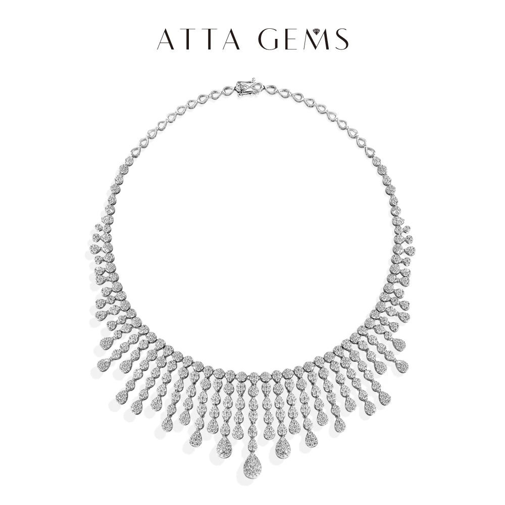 ATTAGEMS Real Moissanite Jewelry Set for Women D VVS1 S925 Sterling Silver Luxury Ring Earrings Bracelet Necklace  Wedding Gifts