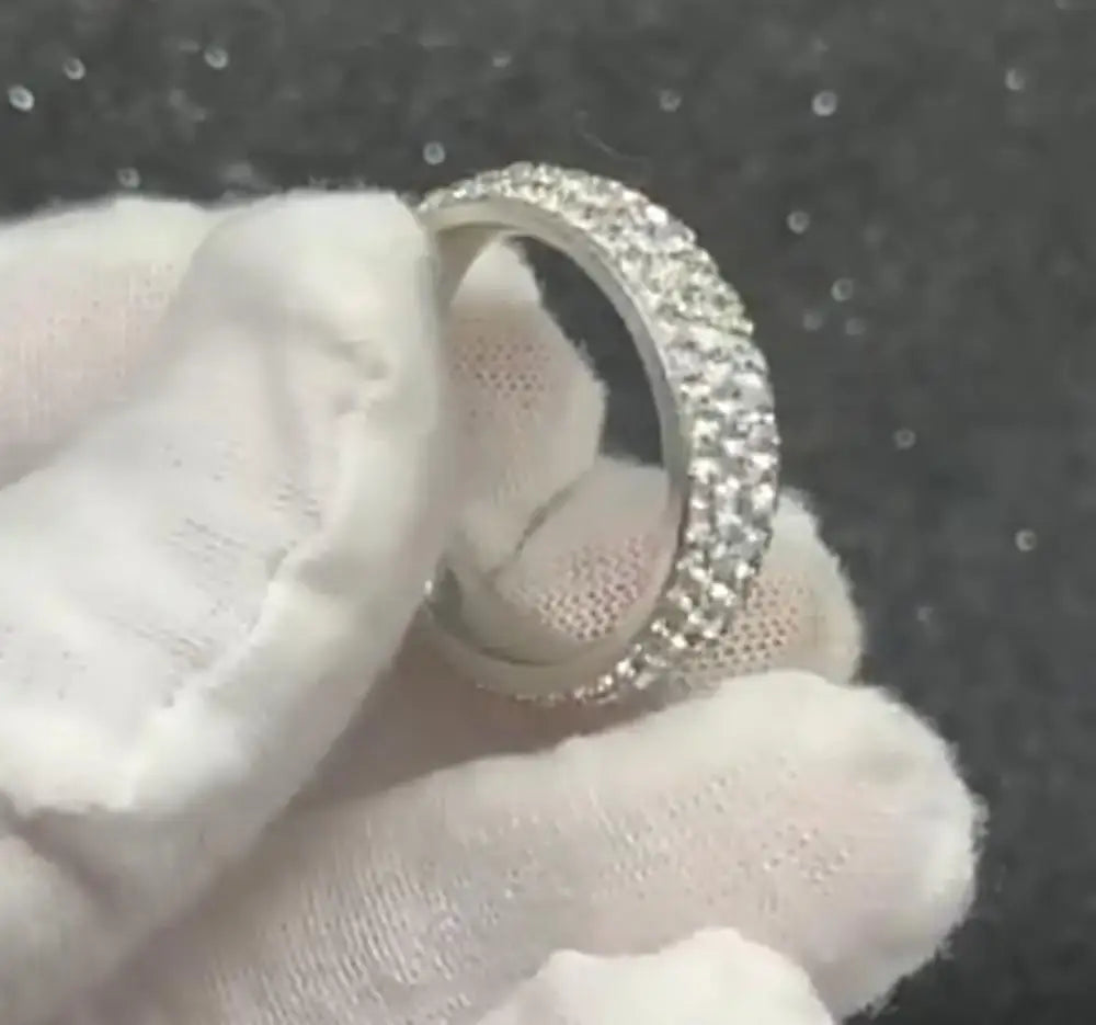 Women's Unique High-end Five-row Clay Diamond-encrusted Titanium Steel Ring | Stainless Steel Jewelry