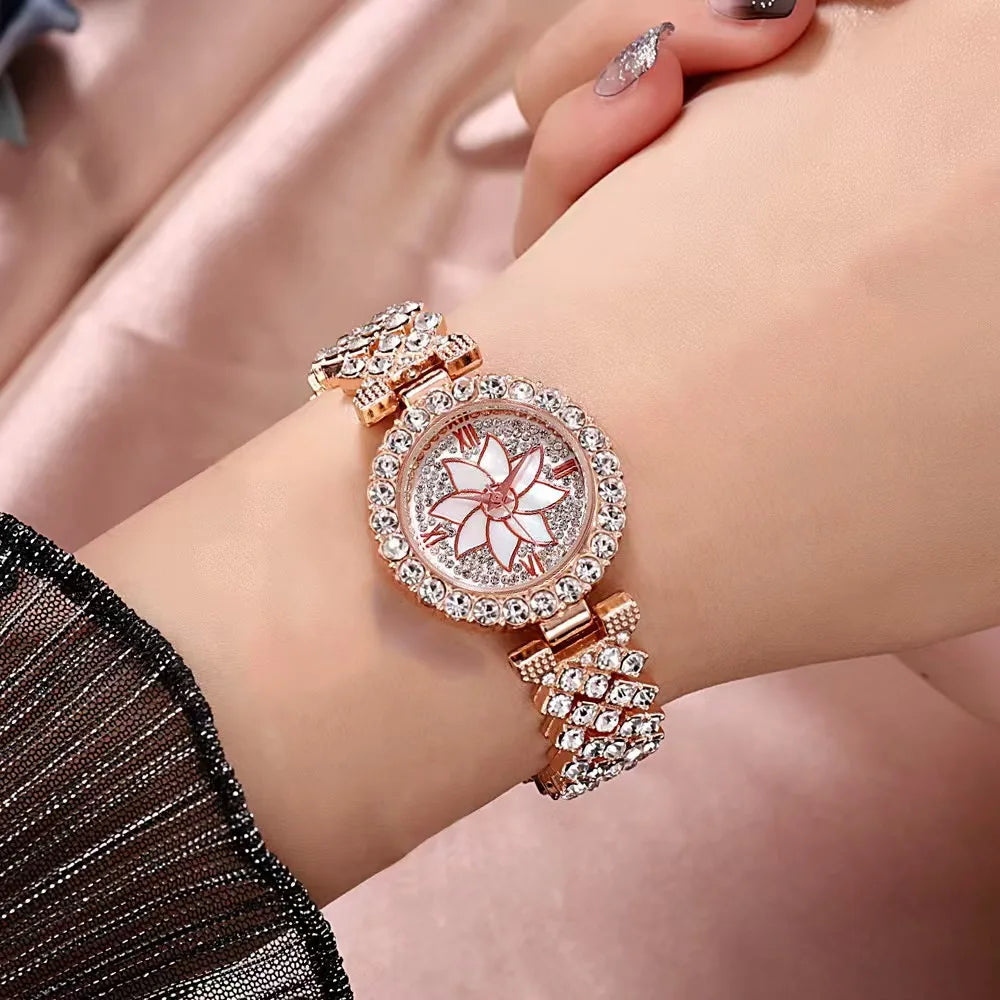3 PCS/Set Sanrio Luxury Women Diamond Rhinestone Fashion Elegant Wristwatch Quartz Watch Hello Kitty necklace bracelet For Girl
