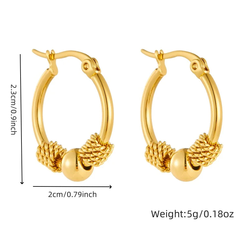 DIEYURO 316L Stainless Steel Golden Hollow Woven Circular Shape Earrings For Womens Fashion 2024 New Ear Jewelry Lady Gift Party