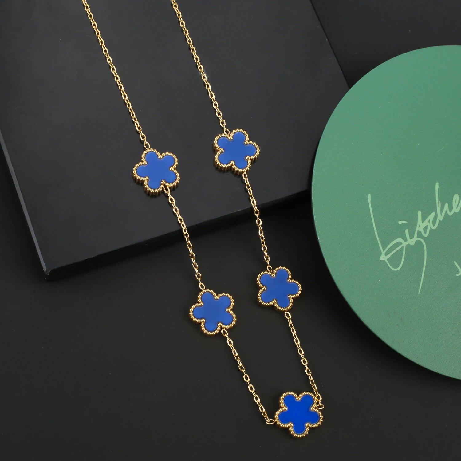 INS Hot Sale Stainless Steel Five Laef Flower Clover Bracelet Jewelry Set Necklace Earrings For Woman Daily Wear Brand Jewelry