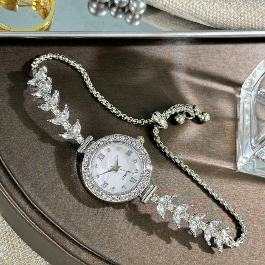 Mermaid explosive watch light luxury fashion diamond-set free adjustable bracelet quartz watch imitation  gold women's watch