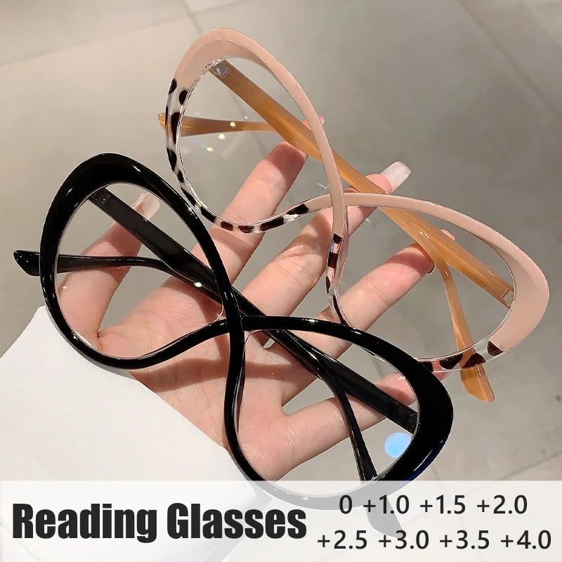 Infinity Oversized Frame Ladies Hyperopia Glasses Vintage Round Finished Reading Plus Eyeglasses Prescription Presbyopia Diopter