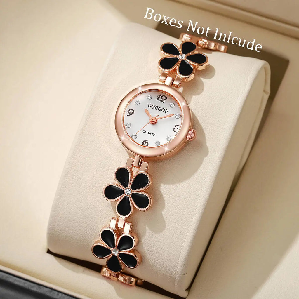 Elegant Flower Bracelet Strap Women Watches Fashion Diamond Arabic Dial Ladies Wristwatches Reloj Mujer（Without Box）