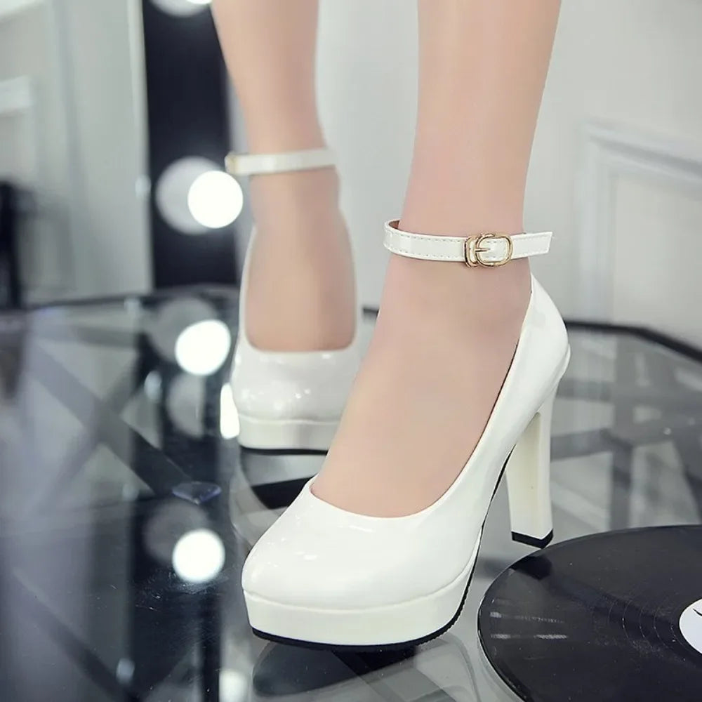 2025 Women's White High Heels Spring Casual Shoes Women's High Heels Solid Color Wedge Shoes Plus Size High Heels Size 34-40