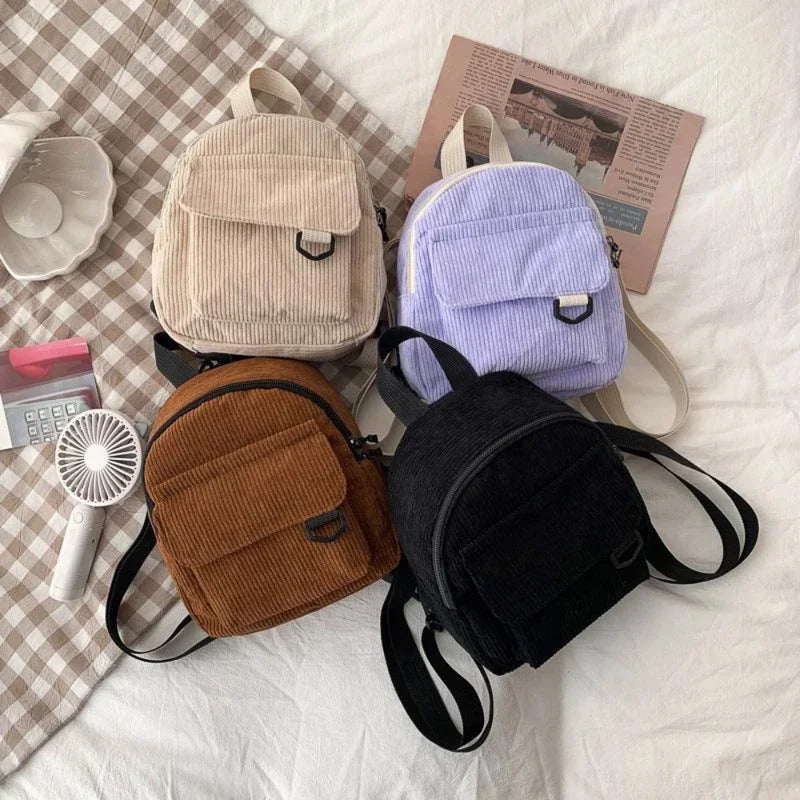 Mini Backpack ins super popular cute commuting makeup bag corduroy texture student versatile backpack