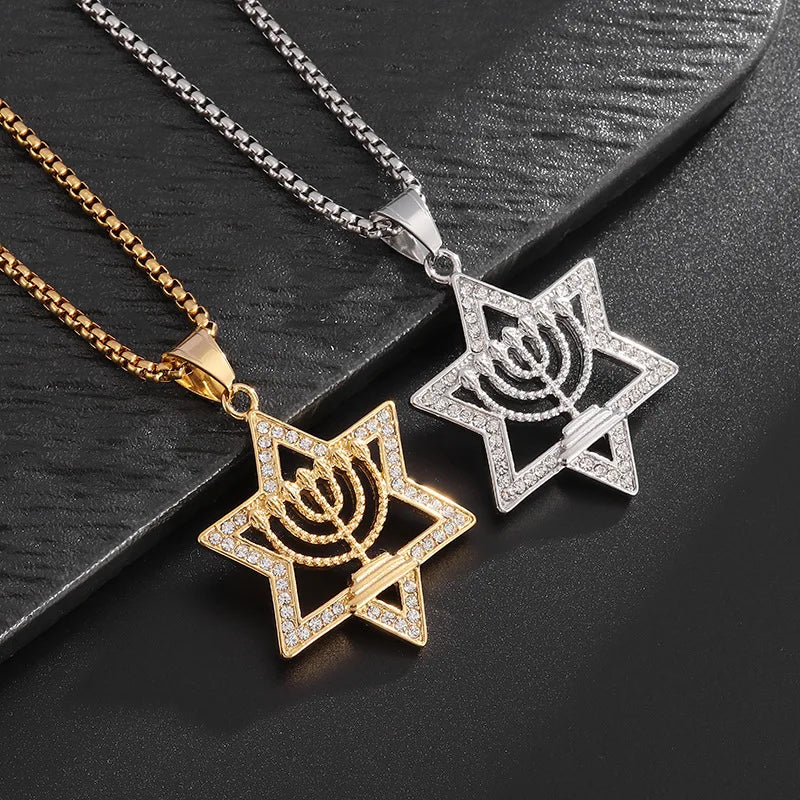 YQ Luxury Star of David Pendant Necklace For Men Women Middle Eastern Fashion Jewelry Accessories