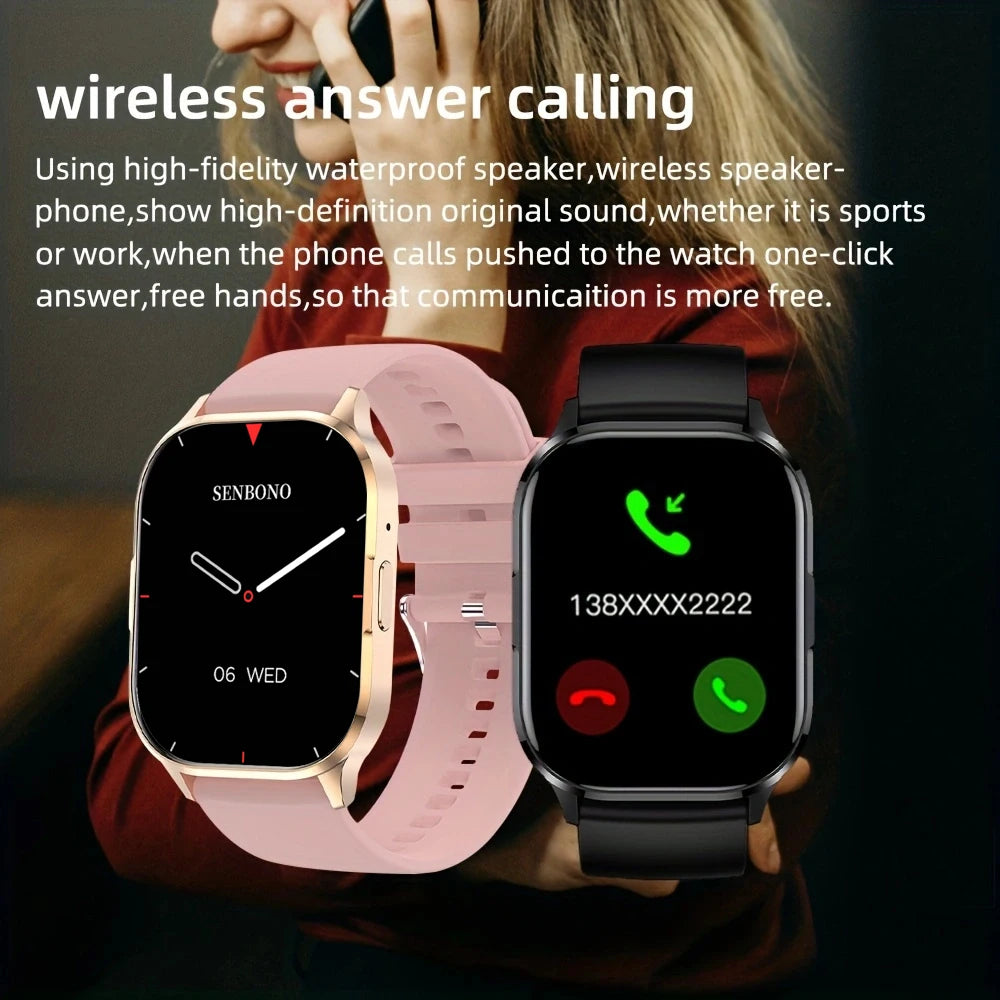 SENBONO AIR3 2024 New AMOLED Men Smart Watch Bluetooth Call 24H Health Tracker NFC Sport Smartwatch Men Women for IOS Android