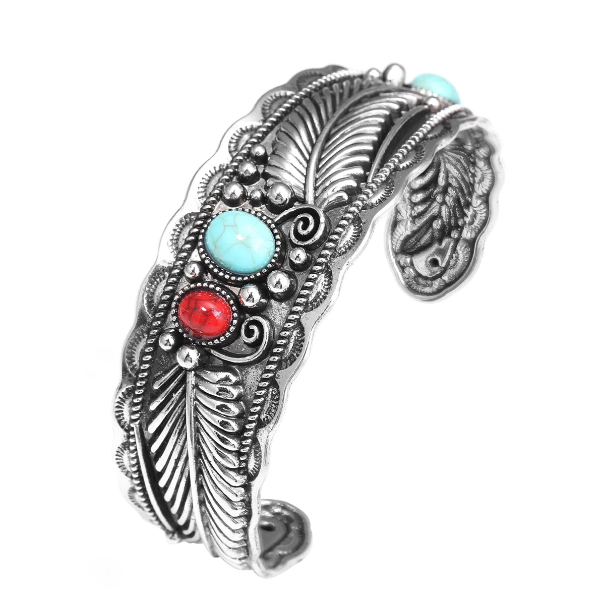 Alloy Oval Turquoise Bracelet Vintage Gold Silver Atmosphere Calm Men And Women Companion Open Bracelet Wholesale Resale