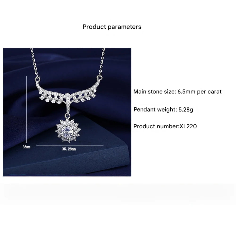 925 Sterling Silver Angel Wings Clavicle Chain Pendant Necklace Sparkling Zircon Women's Necklace Birthday Party Gift Jewelry