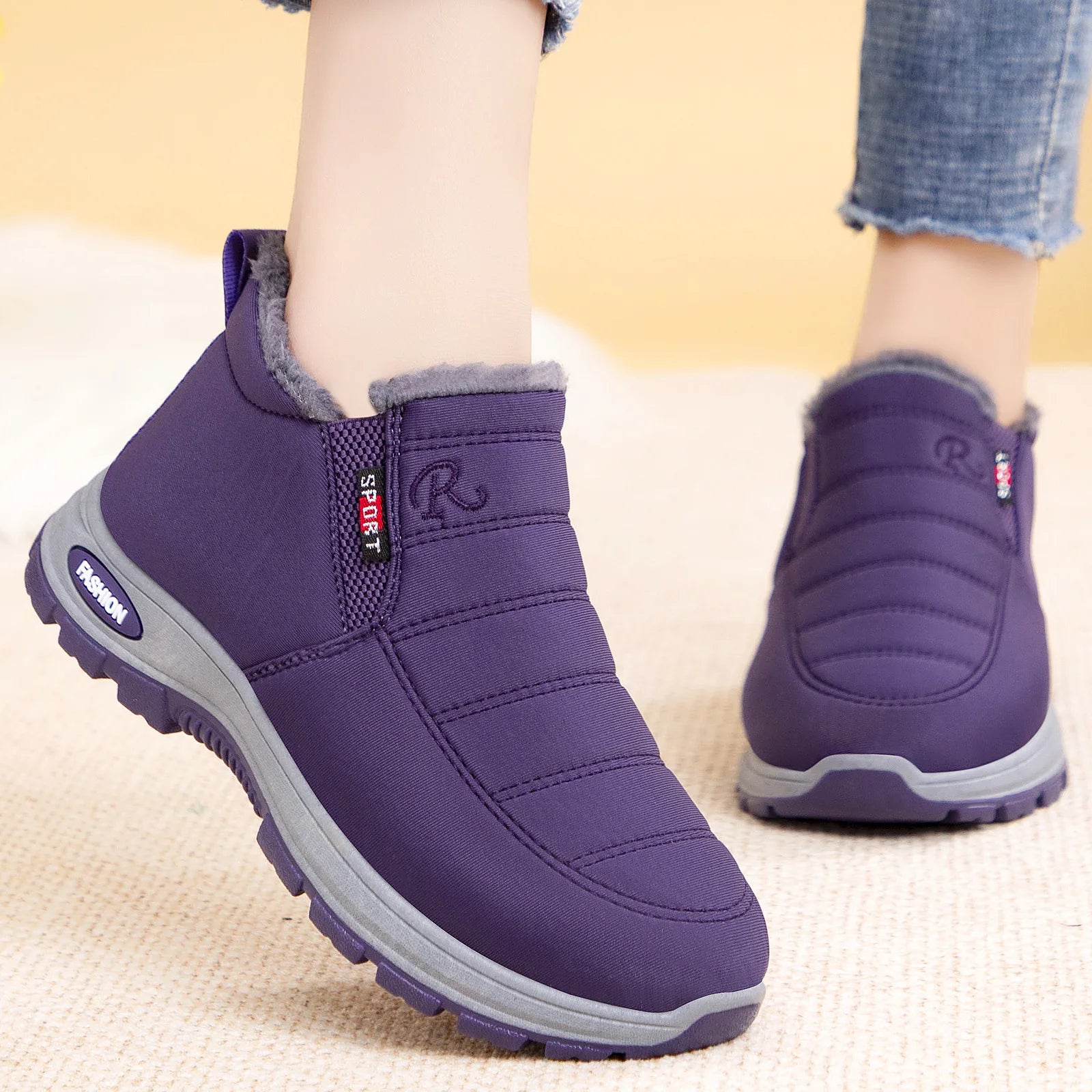 Large Size Women's Cotton Boots, Cold Resistant and Warm Cotton Boots, High Top Snow Boots with Thickened Fleece
