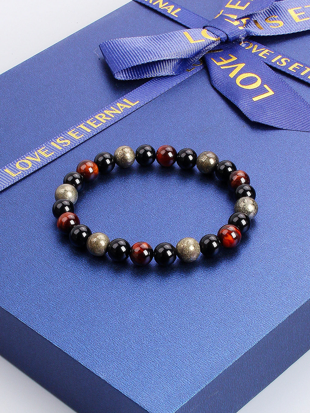 Triple Power Beaded Bracelet Tiger's Eye for Courage Obsidian Grounding & Pyrite for Wealth Natural Stones Healthy Care Jewelry