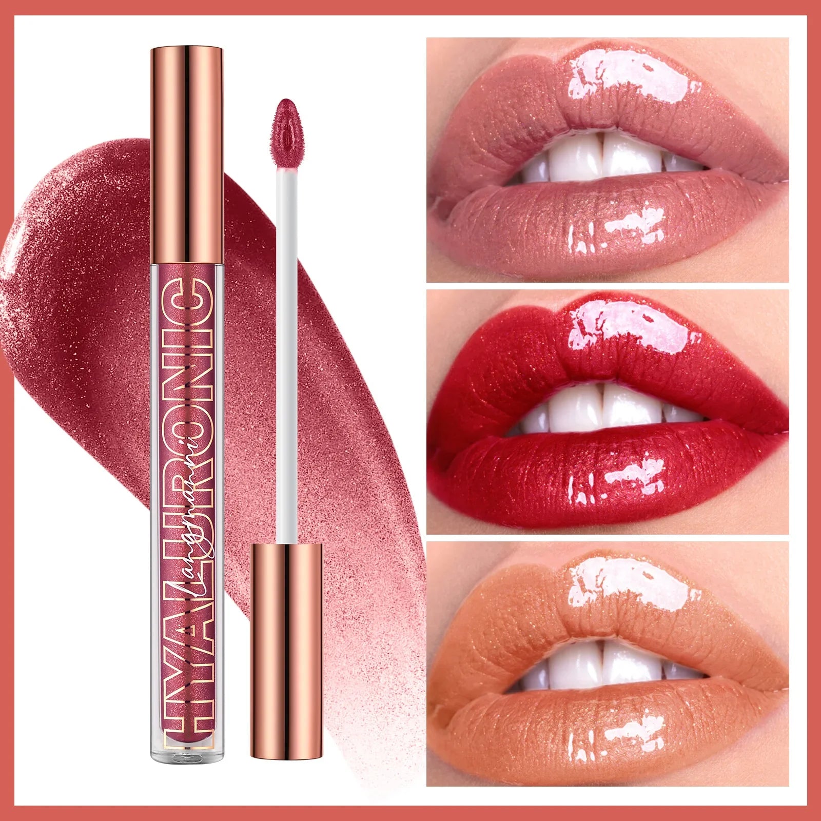 Pearlescent Glitter Plumping Lip Gloss Diamond Glitter Nude Pink Liquid Lipstick Shiny Glass Waterproof Sexy Lip Tint Lip Makeup