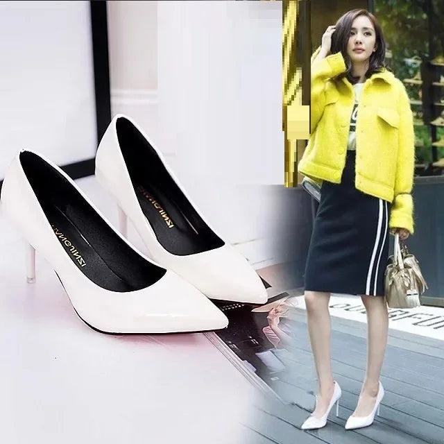 Women Shoes Pointed Toe Pumps Patent Leather Dress Red 8CM High Heels Boat Shoes Shadow Wedding  for Wedding Women