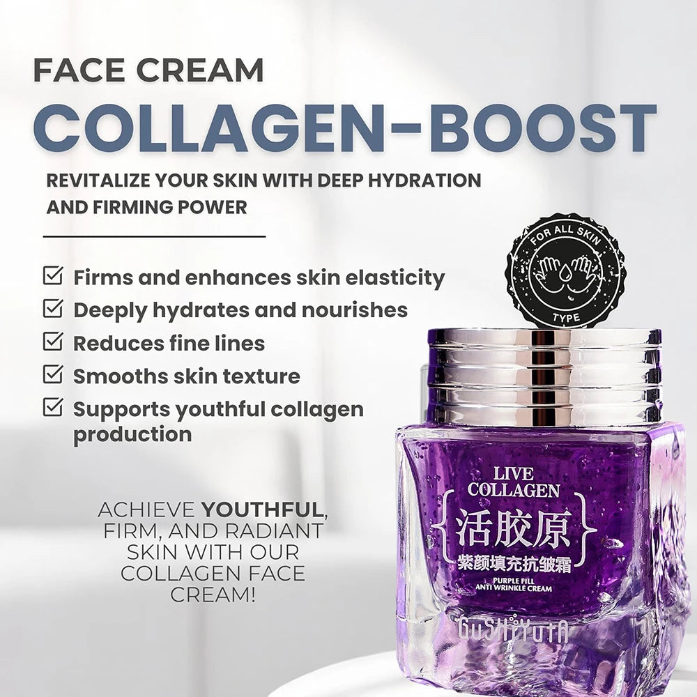 New Collagen Face Moisturizer Anti Aging Effect Reducing Wrinkles Face Cream Peptide Rejuveneting Skin Elasticity and Hydration