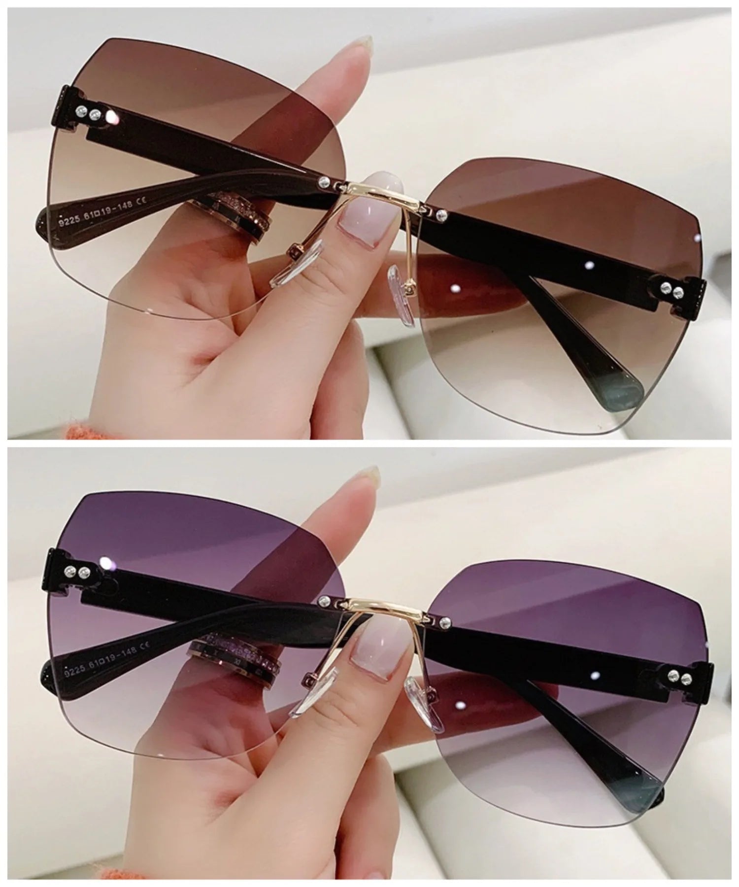 Sunglasses for Women New Fashion Rimless Eyeglasses Gradient Sunglasses Lady Vintage Classic Fashion Eyewear