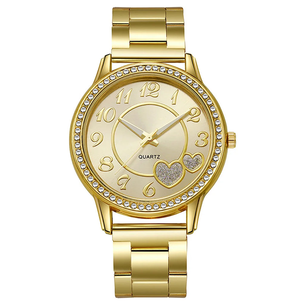 Inlaid Rhinestone Heart-shaped Dial Quartz Watch, Women's Strap Watch, Exquisite Dial, Clothing Accessories