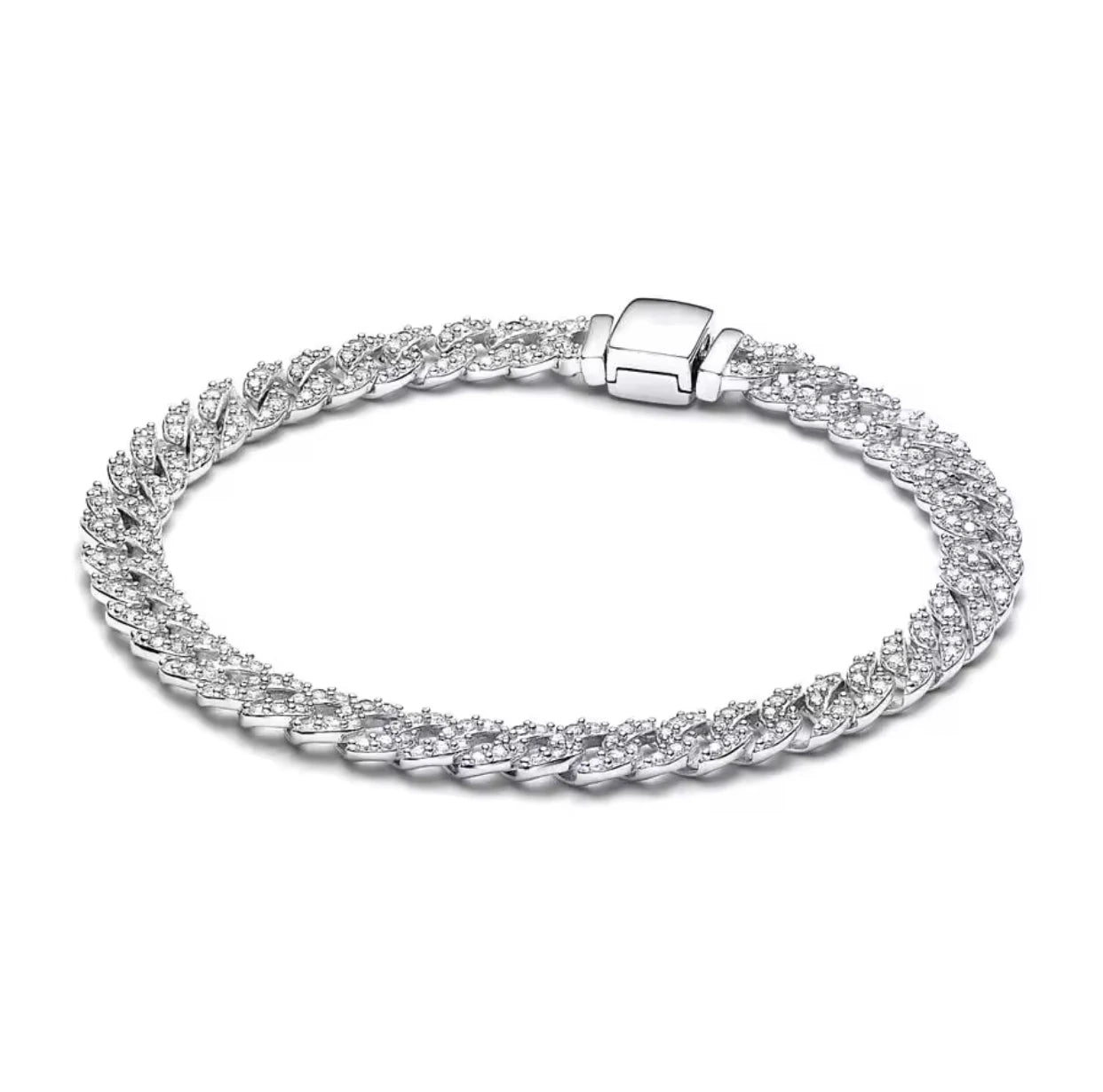 Hot 100% elegant 925 sterling silver fitted original sparkling luxury zircon chain bracelet women's DIY birthday gift jewelry