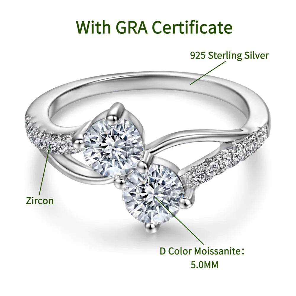 JH Moissanite 925 Silver Ring for Women D Color Shining Moissanite Gemstone Engagement Ring Fine Jewelry Lab Diamond