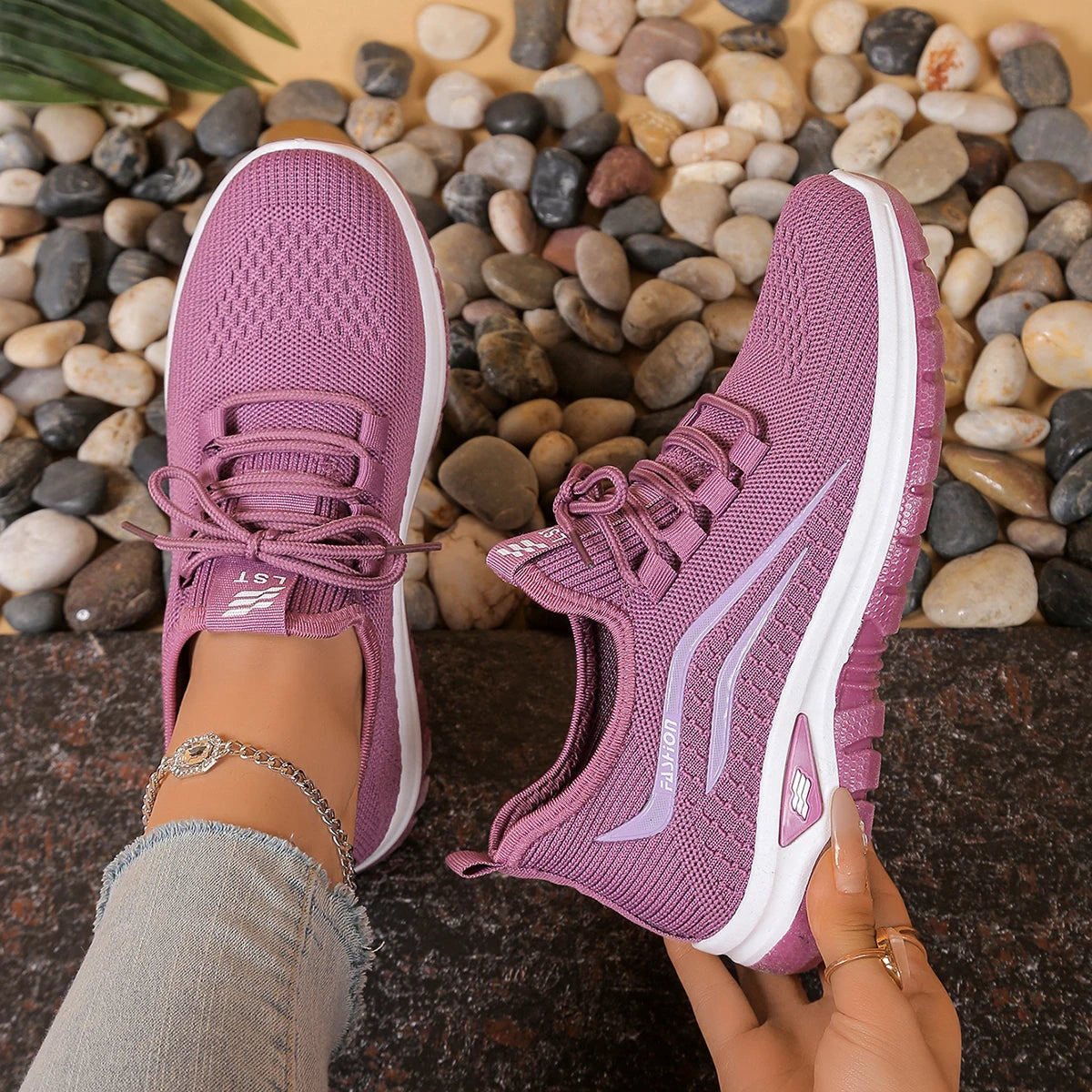 Women's shoes, soft soles, not tired feet,summer sneakers platform shoes, flying weaving, breathable women's sneakers shoes