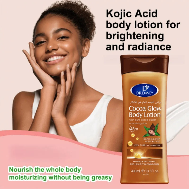 DR.DAVEY 13.53Ounce Cocoa Butter Body Lotion - Unisex，Food flavor，No Alcohol，Nourishing moisturizing cream for all skin types，10