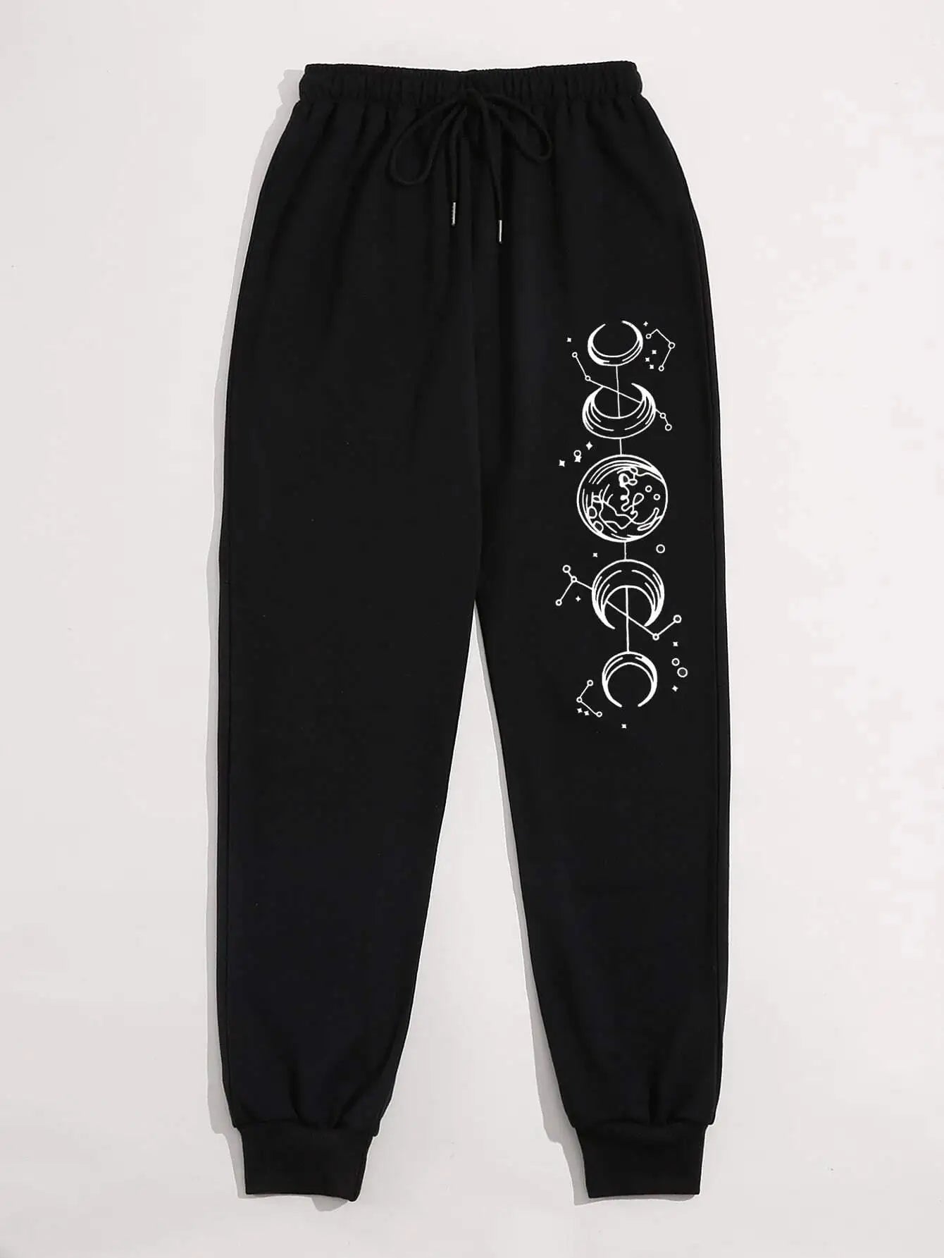 Connected Crescents Print Casual Versatile Women Pants Fashion Trendy Hip Hop Trousers With Drawstring Pockets Sweatpants Female