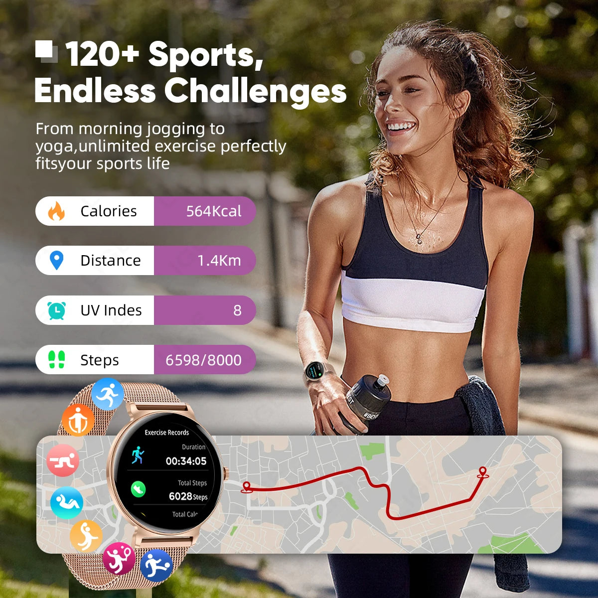 New 1.27" Full Touch Screen Ladies Smartwatch Ultra Thin 8mm Bluetooth Call Smart Watch Women Heart Rate Monitor For Android iOS